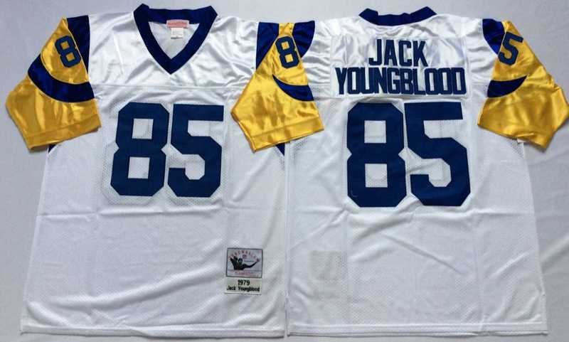 Rams 85 Jack Youngblood White M&N Throwback Jersey->nfl m&n throwback->NFL Jersey